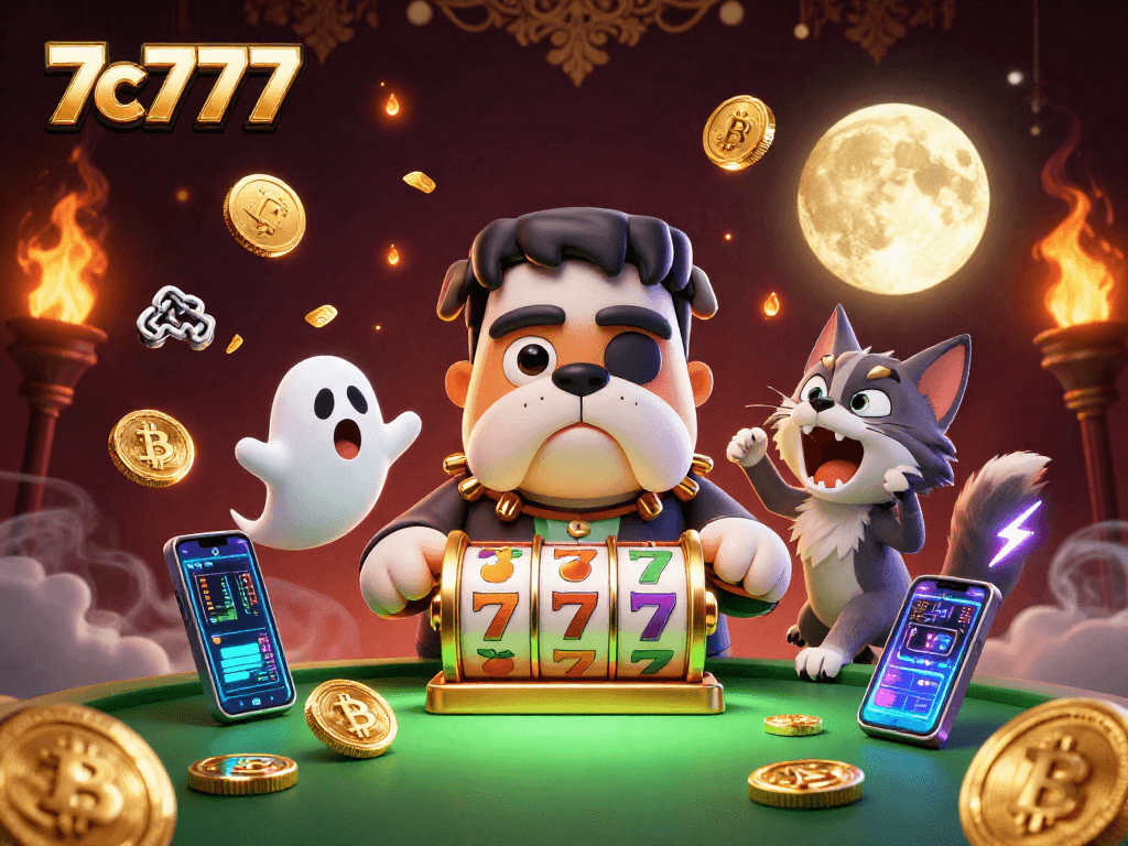 Experience high-stakes fun at 7c777 with charismatic characters in a vibrant casino scene.