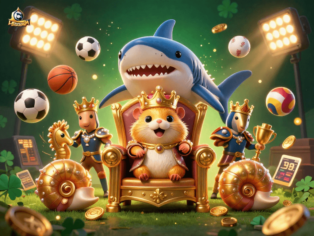 Join the action with LGODEWA's thrilling sports betting scene featuring an energetic hamster king.