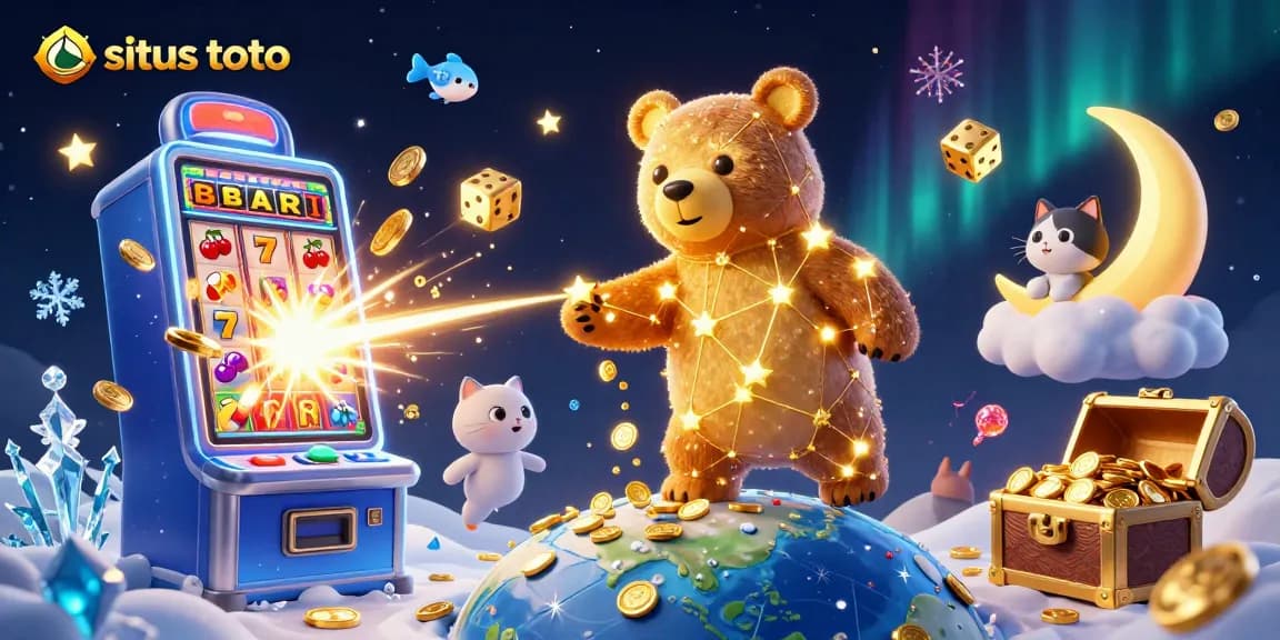 Experience exhilarating slots at situs toto with golden bears and vibrant casino elements.