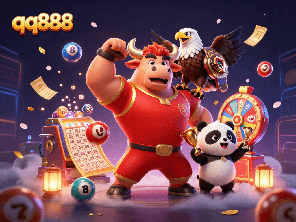 Engage in thrilling games and jackpots with qq888 featuring vibrant casino characters and elements.