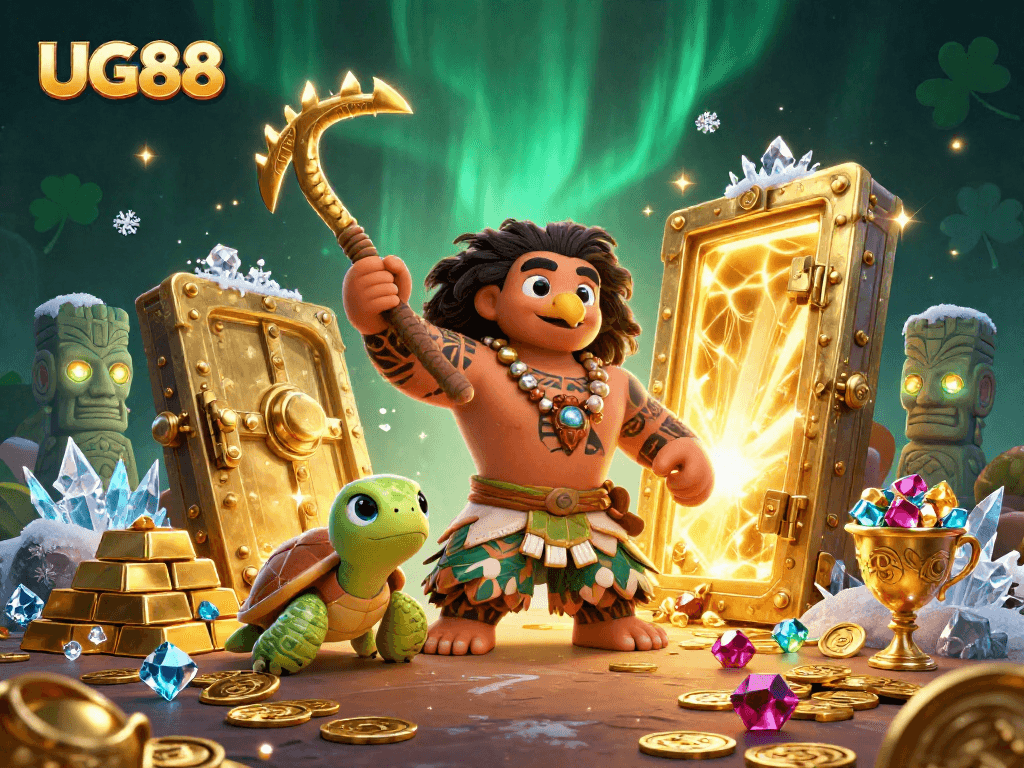 Experience thrilling gameplay at UG88 with vibrant characters and dazzling casino treasures.