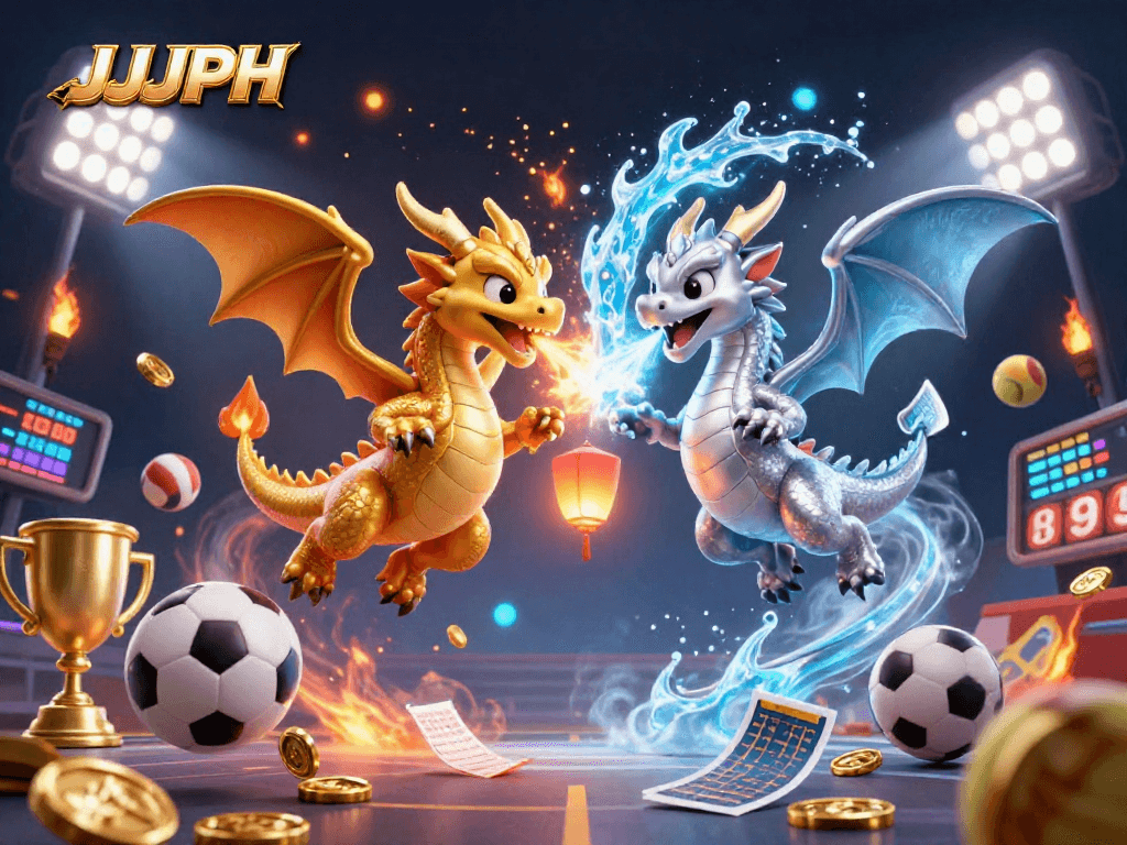 Magandang laban ng dragon sa JJJPH na may mga bola ng isport at mga laro sa casino sa paligid.