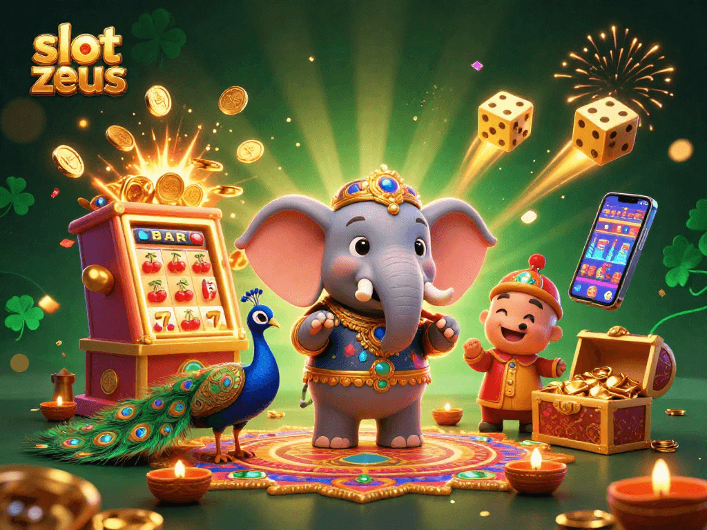 Mainkan slot zeus dengan simbol keberuntungan dan jackpot, sambil dikelilingi oleh elemen kasino yang menakjubkan