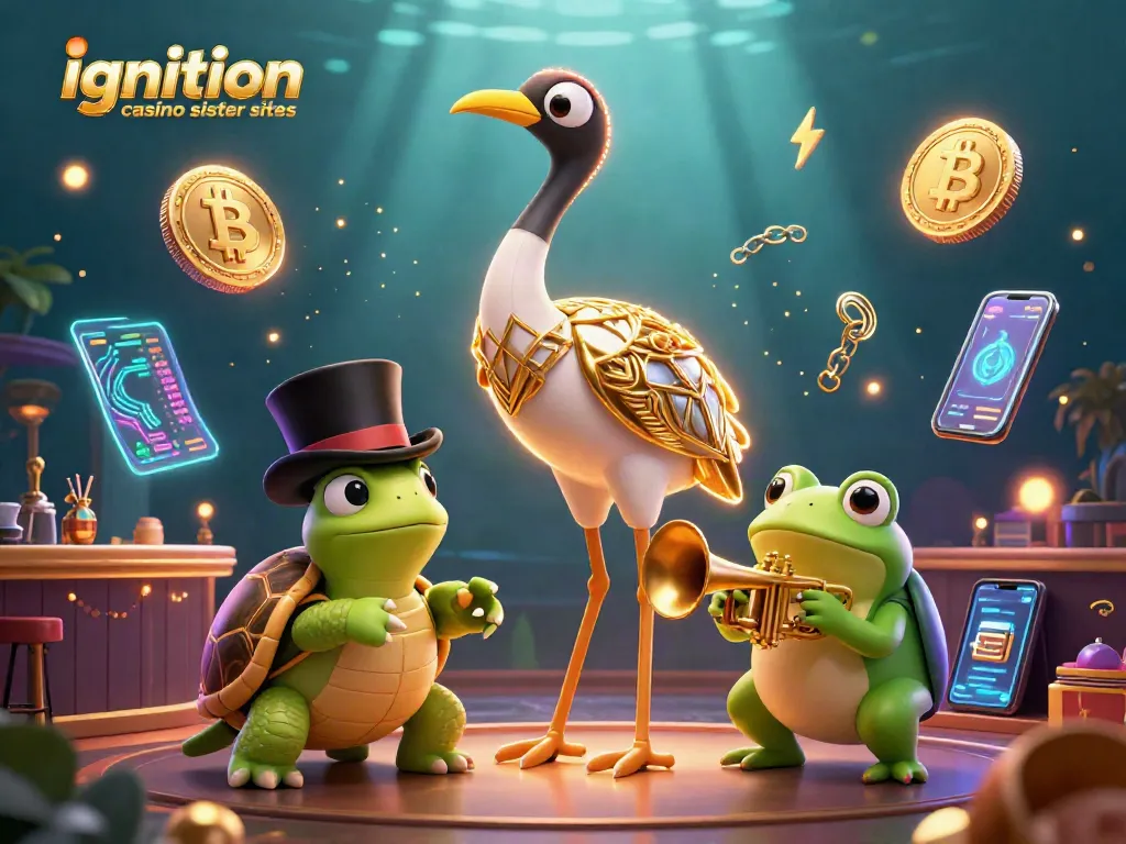Experience top alternatives at ignition casino sister sites with vibrant casino characters and crypto elements.