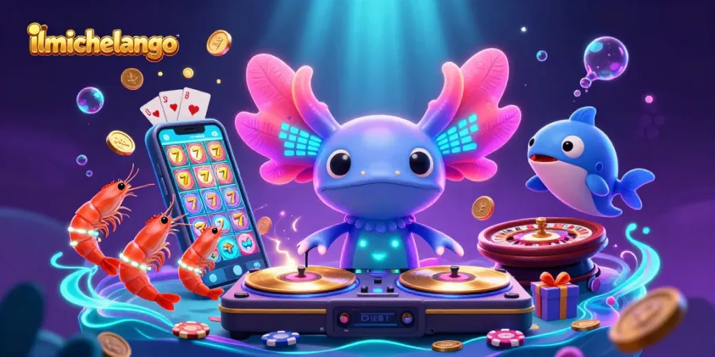 Engage with ilmichelangelo’s vibrant casino scene featuring slot games and lively aquatic characters.