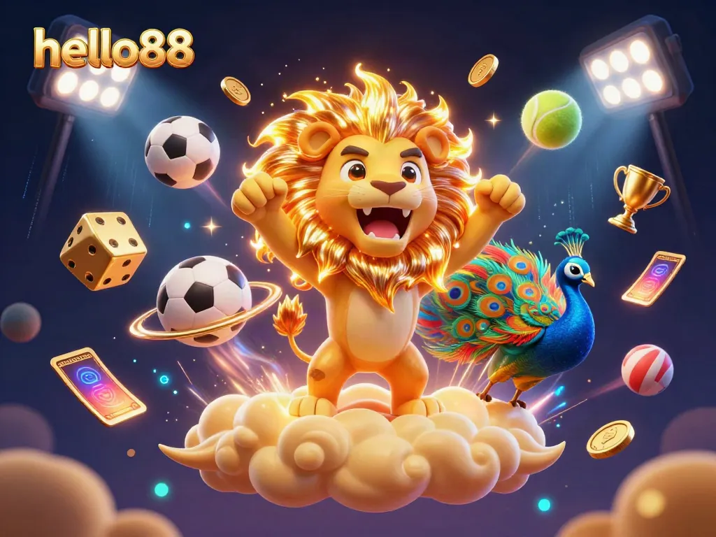 Experience thrilling wins at hello88 with vibrant 3D illustrations of casino excitement.