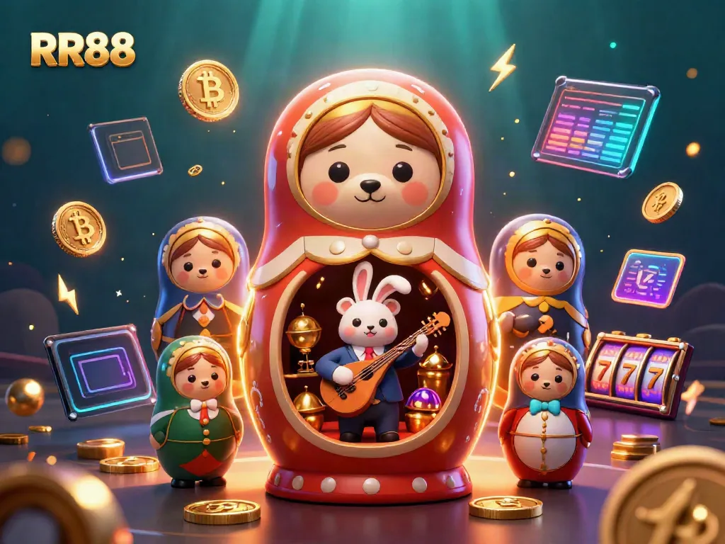 Experience thrilling gaming at RR88, featuring vibrant 3D bears and animated casino elements.