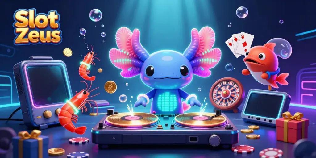 Slot Zeus membawa keseruan dengan DJ axolotl neon dan hadiah jackpot mengagumkan.