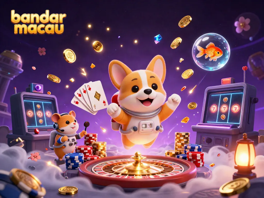 Mainkan slot di bandar macau dengan ilustrasi dinamis kasino luar angkasa.