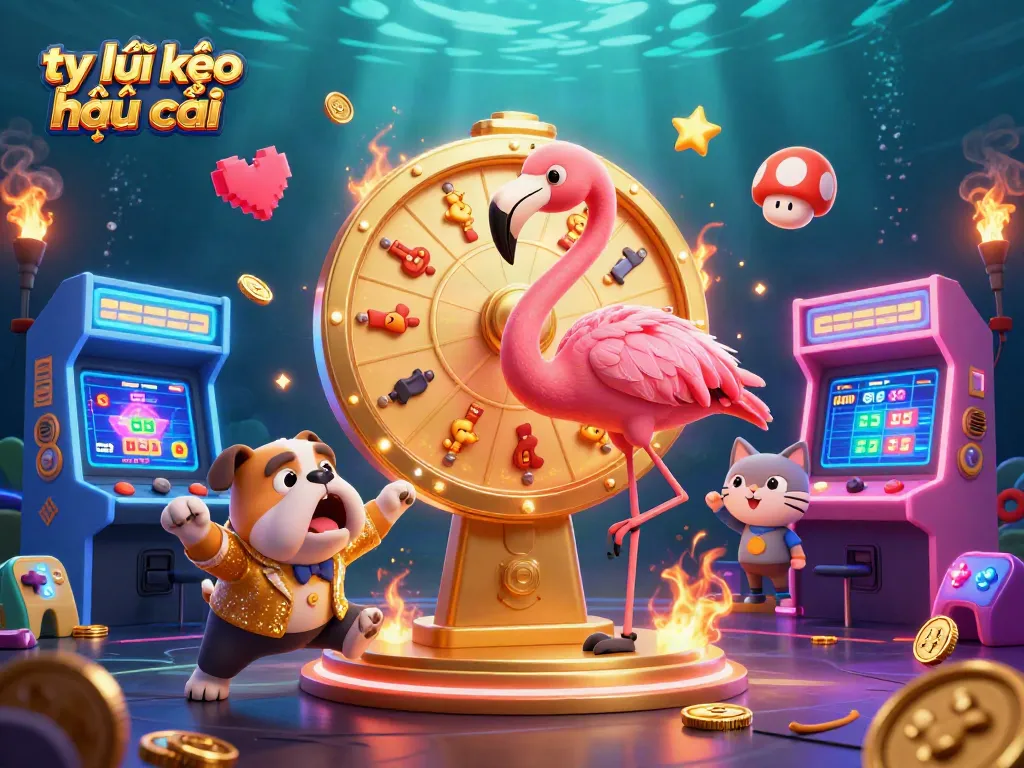 Bet on tỷ lệ kèo nhà cái with our animated casino-themed illustration highlighting vibrant game elements.