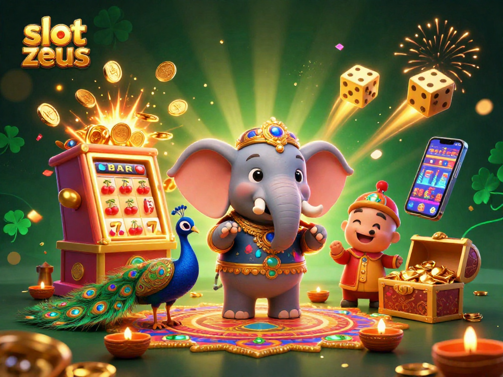 Mainkan slot zeus dengan simbol keberuntungan dan jackpot, sambil dikelilingi oleh elemen kasino yang menakjubkan