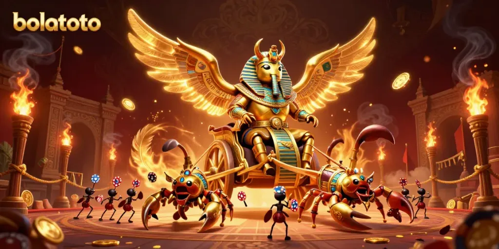 Engage with bolatoto and experience the thrilling adventures in a dynamic casino-themed 3D scene.