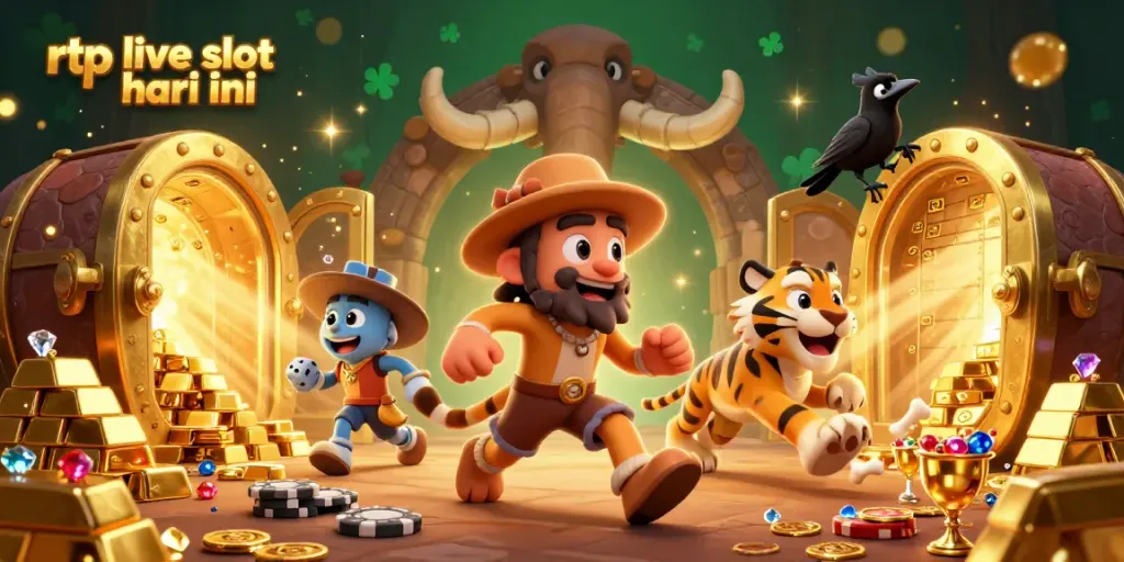 Engage with rtp live slot hari ini, featuring a vibrant 3D scene of a caveman and sabertooth tiger in a prehistoric casino.