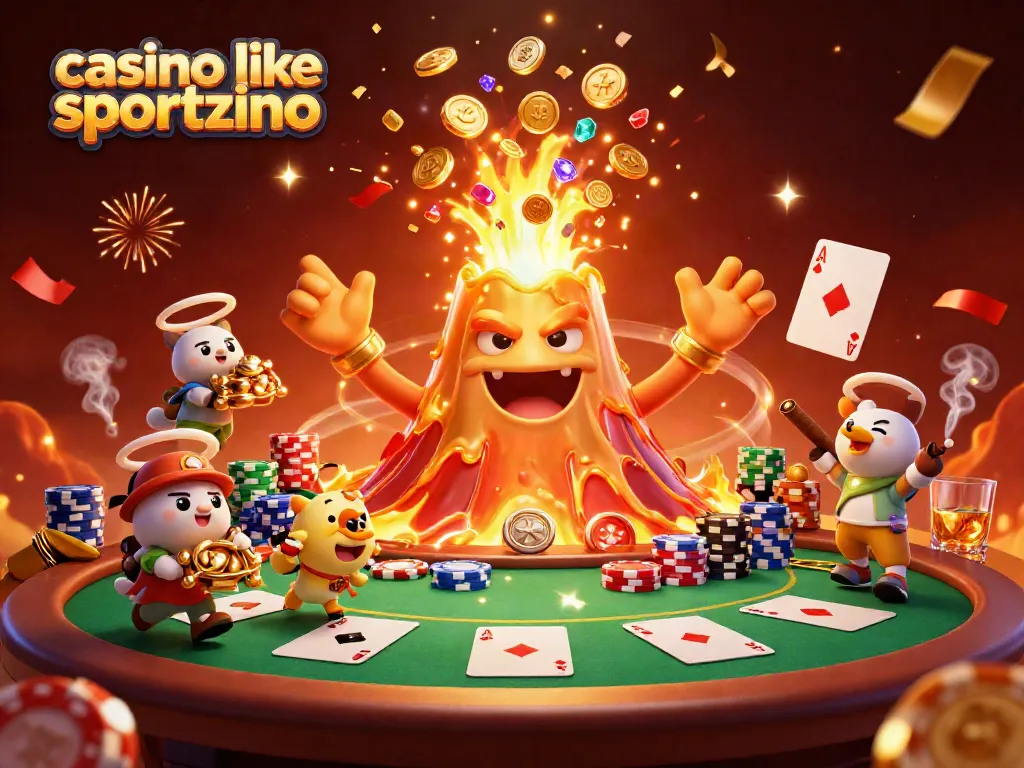 Win sweeping jackpots at casinos like Sportzino, featuring a vibrant eruption of treasure and poker elements.