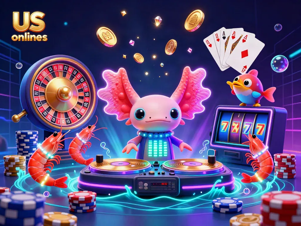 Experience us online casinos with vibrant underwater characters, golden coins, and lively gaming elements.