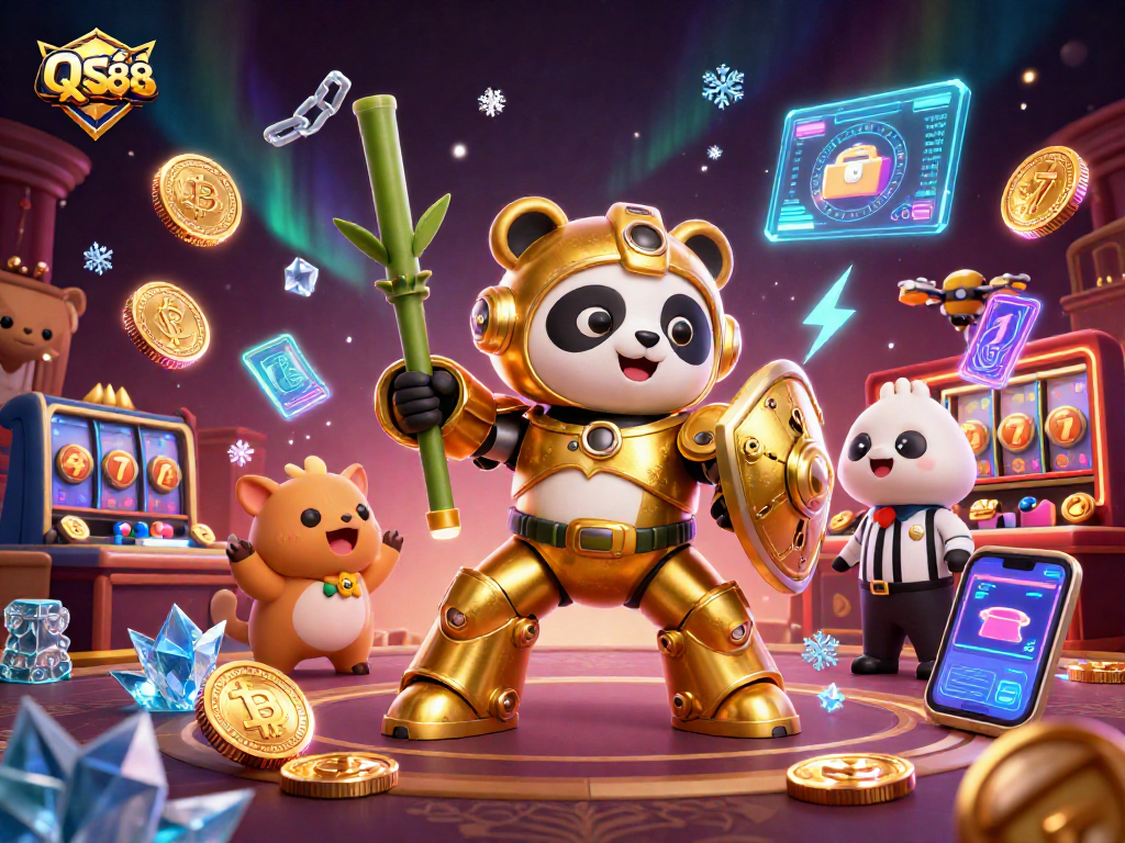 Experience the thrill of QS88 gaming with a dynamic casino illustration showcasing action-packed gameplay.