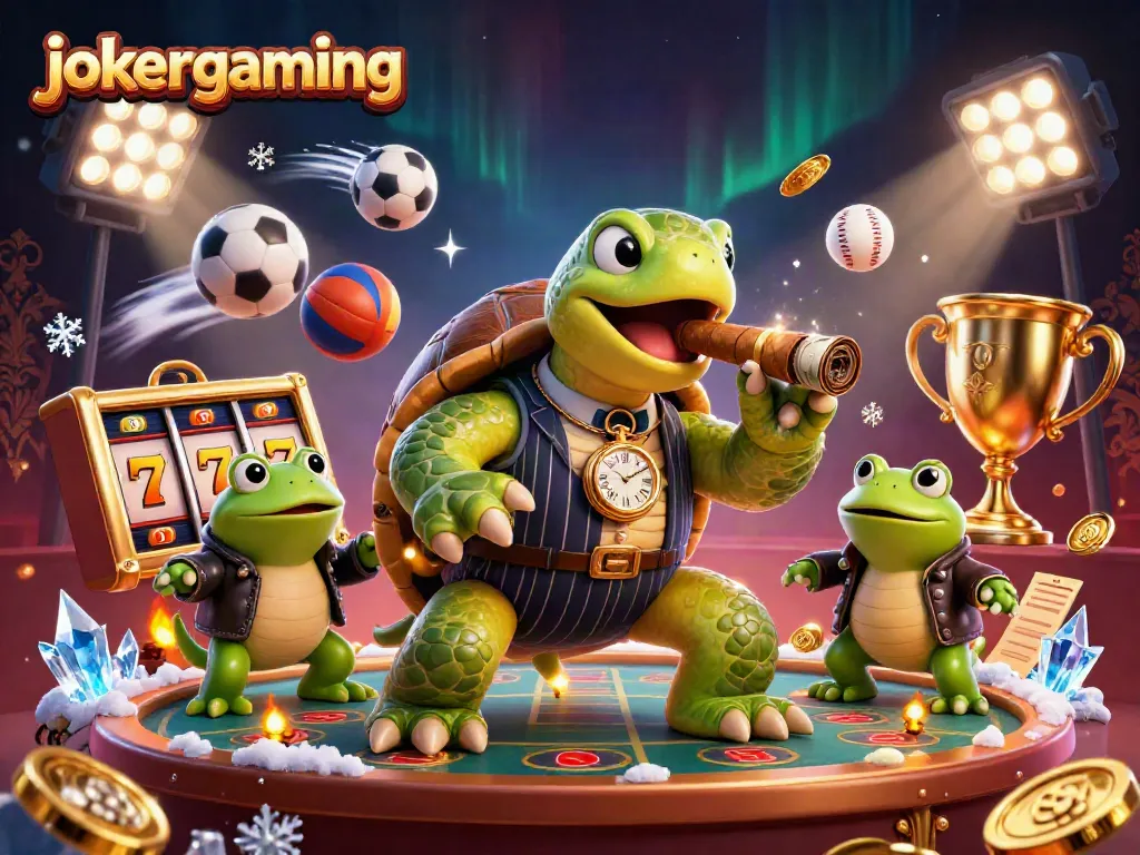 ภาพกำลังเล่นเกมส์ jokergaming ด้วยเครื่องสล็อตและสัญลักษณ์แจ็คพอตที่น่าตื่นเต้น