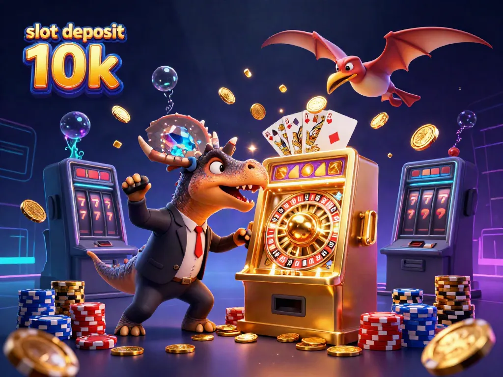 Engaging scene showing slot deposit 10k characters, jackpot coins, and casino elements in action.