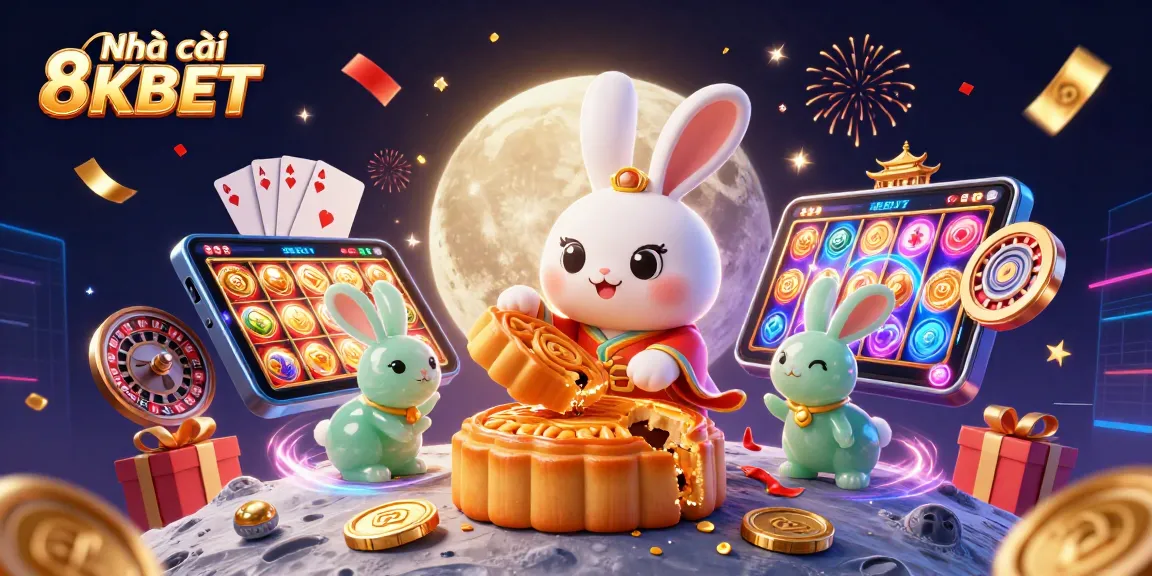 Experience the thrill of Nhà cái 8KBET with vibrant poker and slot game imagery.
