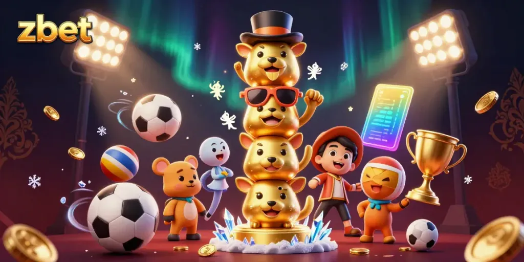 Experience thrilling wins with zbet in a vibrant casino-themed 3D illustration