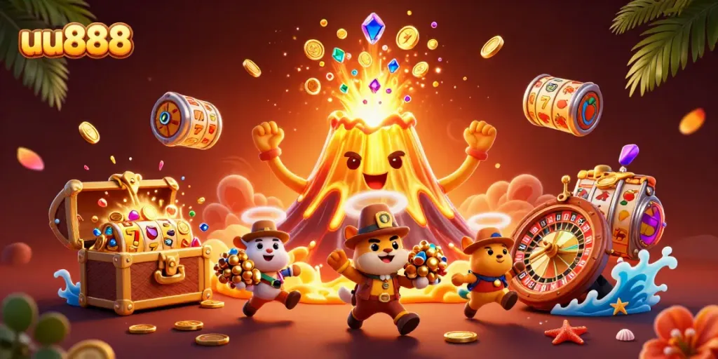 Experience thrilling gameplay with uu888 as golden treasures erupt amidst a vibrant casino adventure.