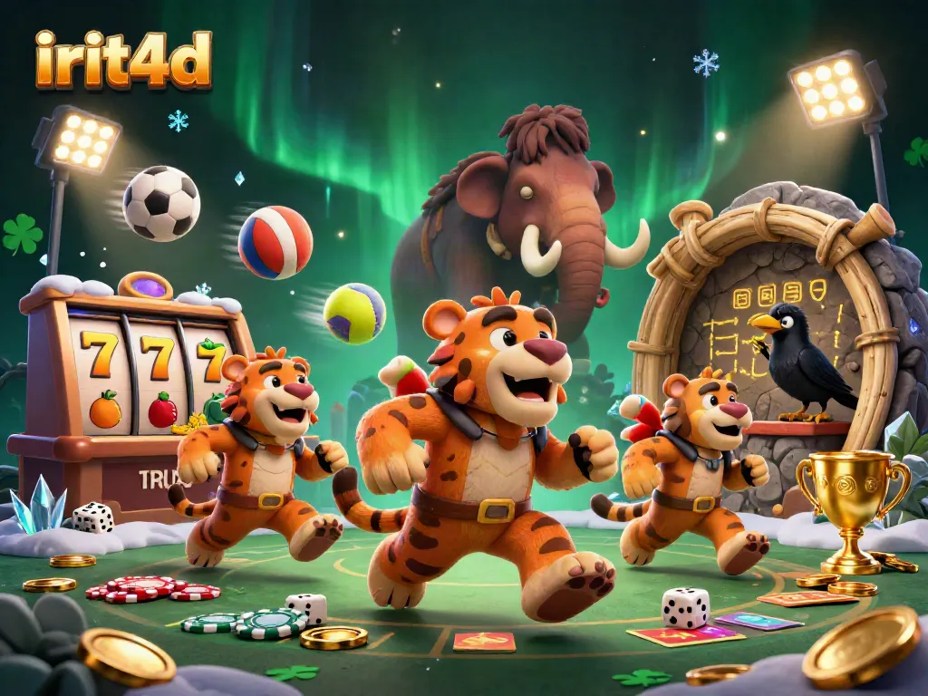 Engage with irit4d as a playful cartoon caveman and sabertooth duo run a thrilling casino scene.