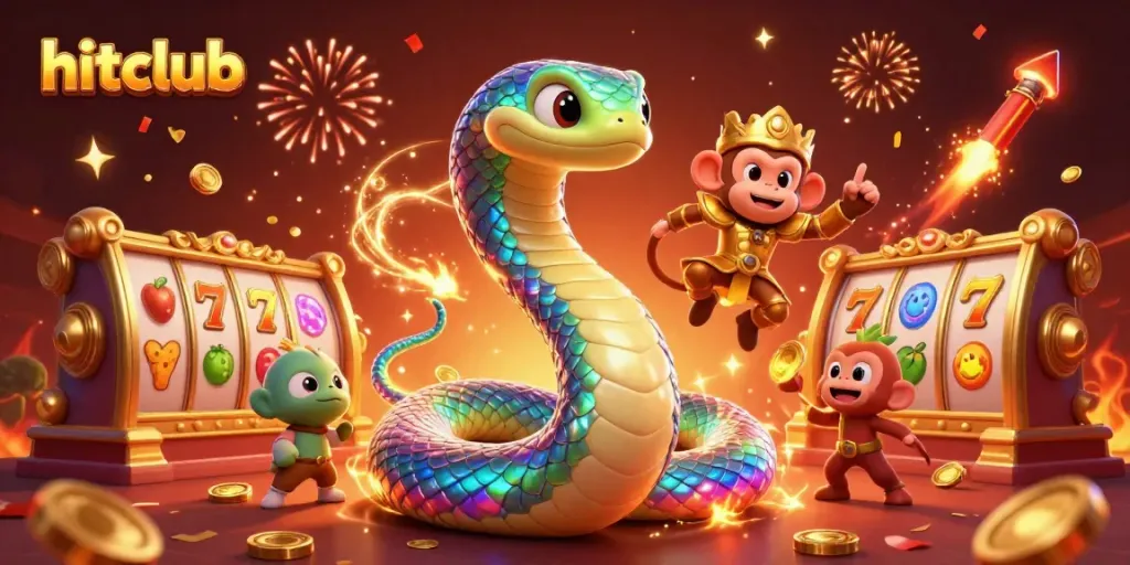 Hitclub showcases a vibrant 3D casino scene with exhilarating slot elements and energetic characters.