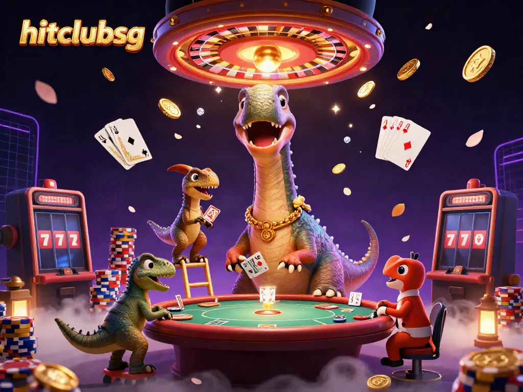 Experience the thrill of hitclubsg with a lively casino scene featuring vibrant characters and elements.