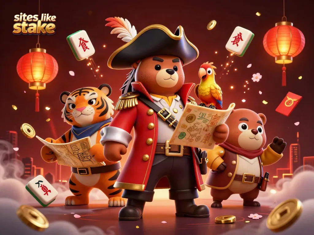 Play games like Stake with exciting 3D casino characters surrounded by vibrant gambling elements.