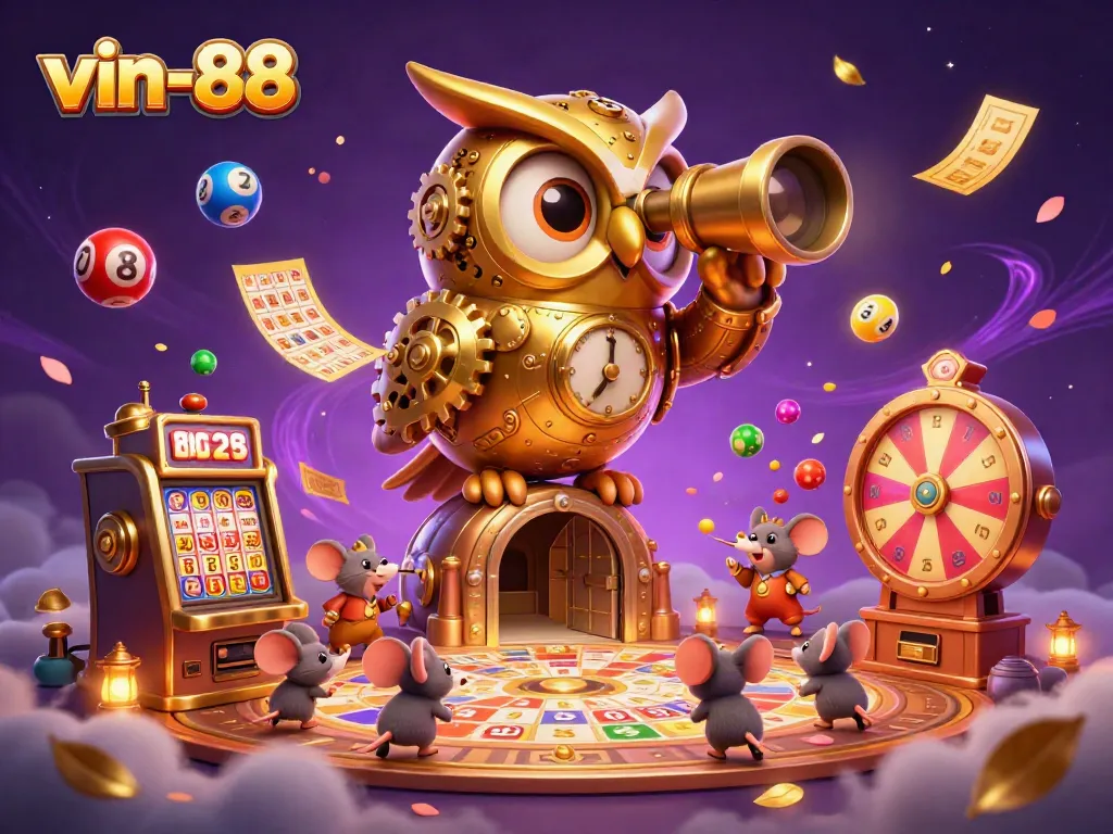 Experience dynamic gaming action at vin-88 with colorful lottery balls and slot machines