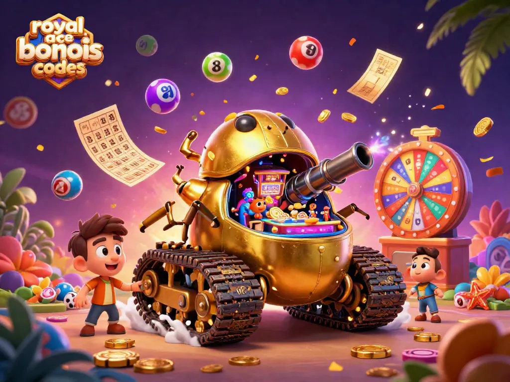 Experience royal ace bonus codes with dynamic, colorful casino elements in captivating 3D art.