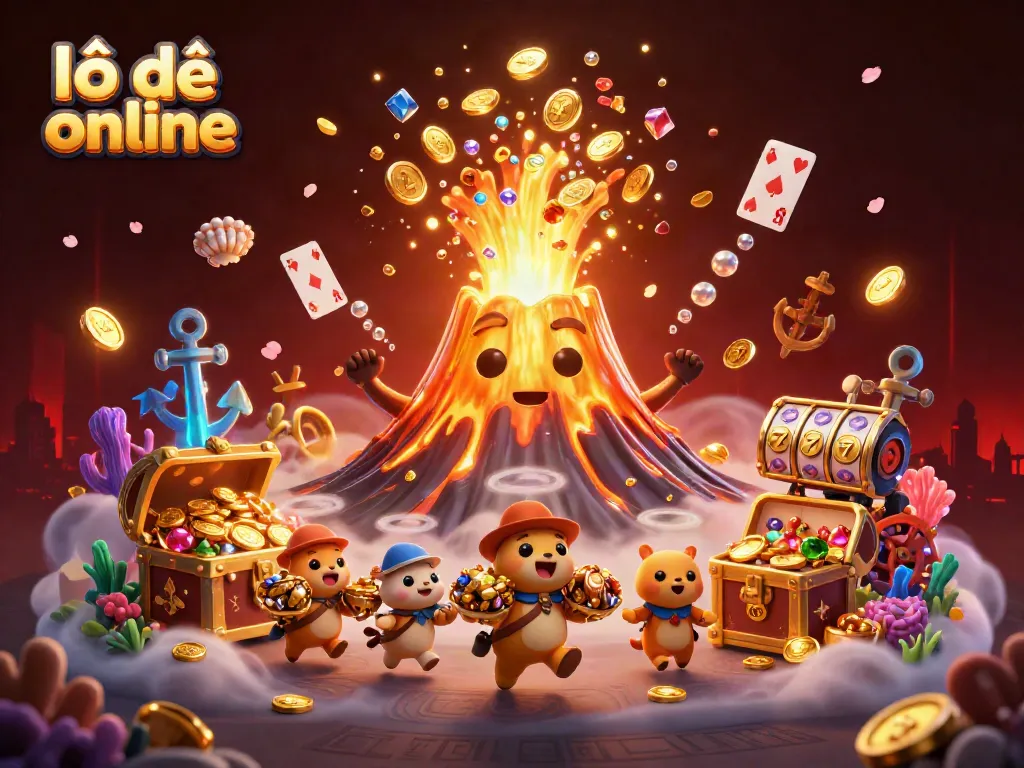 Experience the thrill of lô đề online with golden volcanic eruptions and treasure-filled adventures.