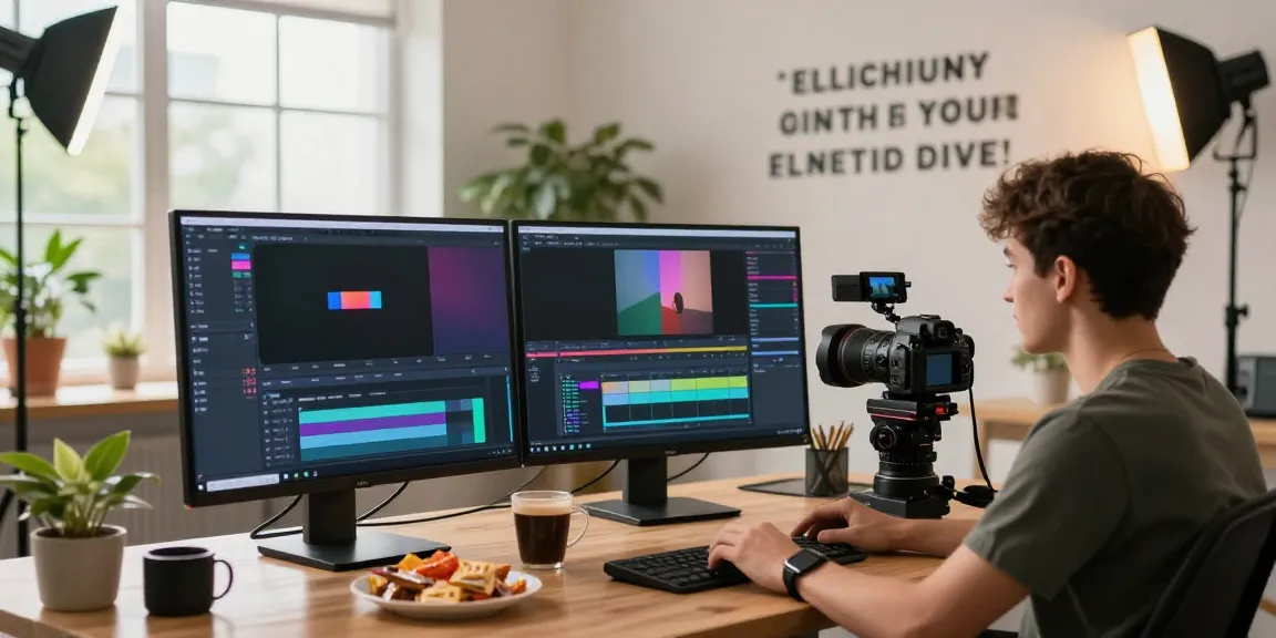 Proses pengeditan video bokep di studio modern dengan peralatan kreatif.