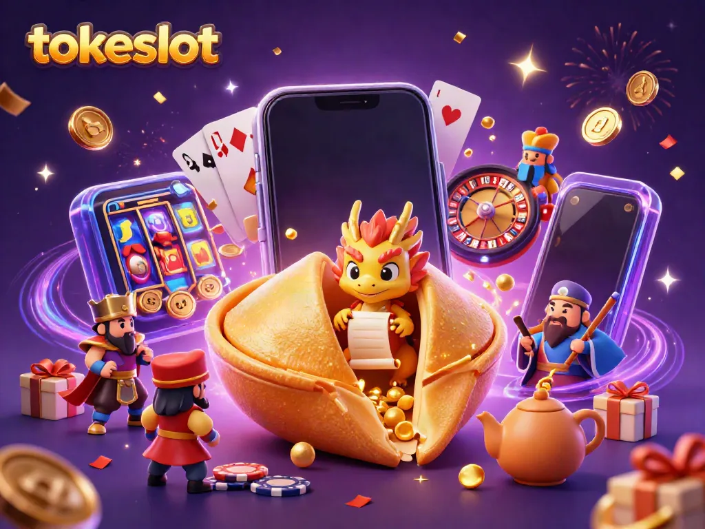 Experience thrilling gameplay with the tokeslot mobile slot game surrounded by gold coins and magical energy.