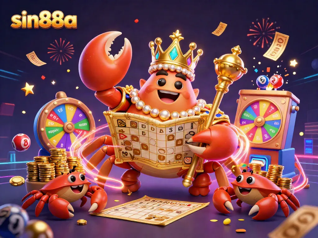 Experience the vibrant excitement of sin88a with a golden crane and lottery elements in action.