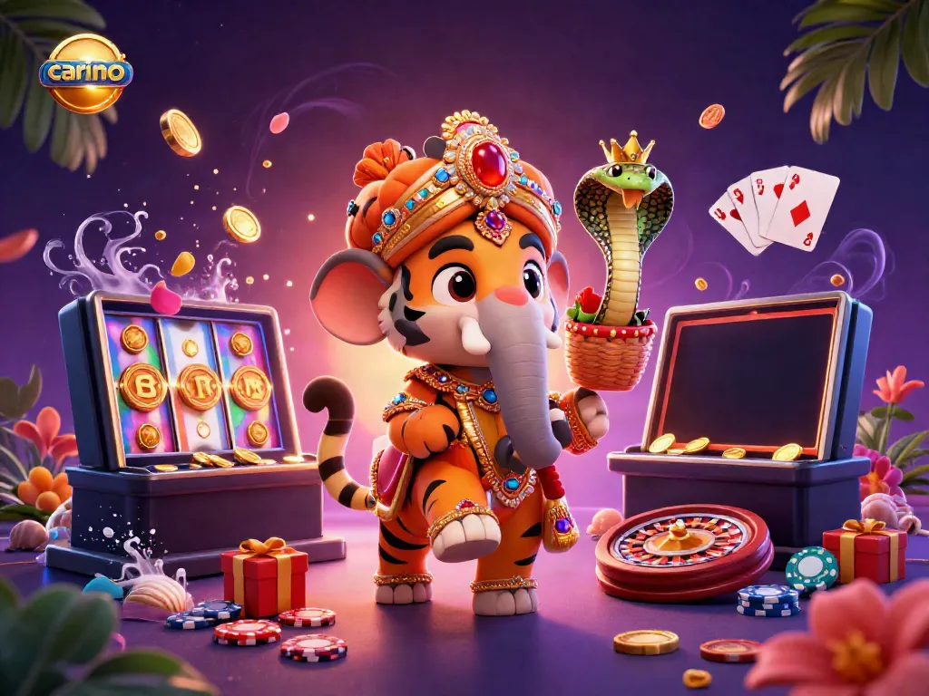 Engage in thrilling casino adventures with carino's vibrant 3D illustration of magical gaming elements.