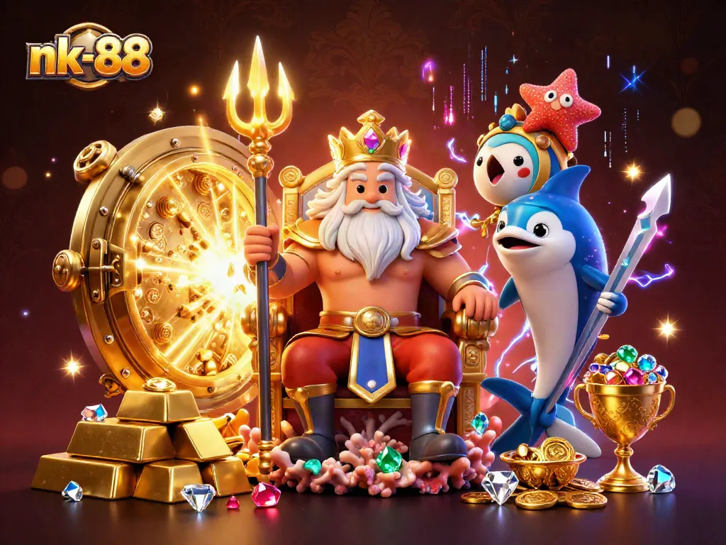 Play and win at nk-88 with Neptune's treasures amid dazzling casino elements