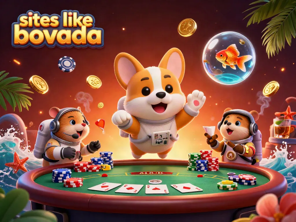 Play exciting games like Bovada with cartoon characters enjoying a casino adventure
