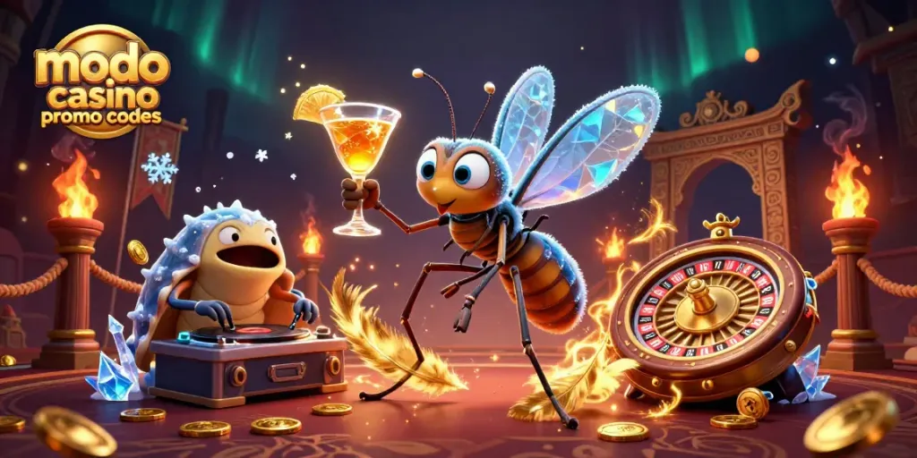 Play the latest options with modo casino promo codes in a vibrant 3D casino scene.