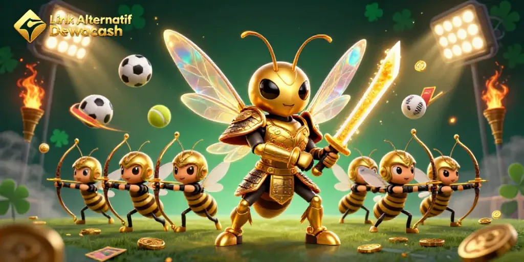 Experience dynamic sports action with Link Alternatif Dewacash in this vibrant 3D illustration.