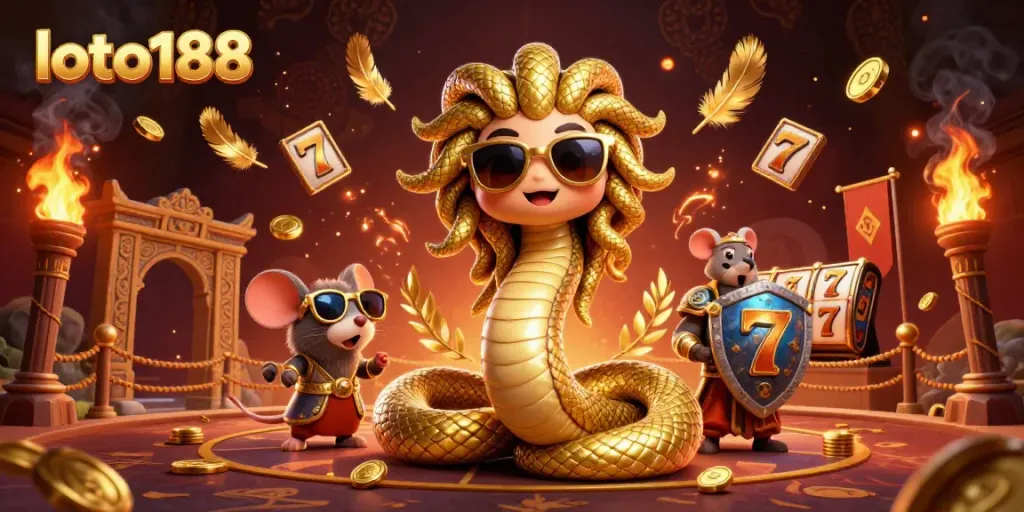 Experience the excitement of loto188 with a vibrant 3D casino scene featuring captivating characters and dynamic game elements.