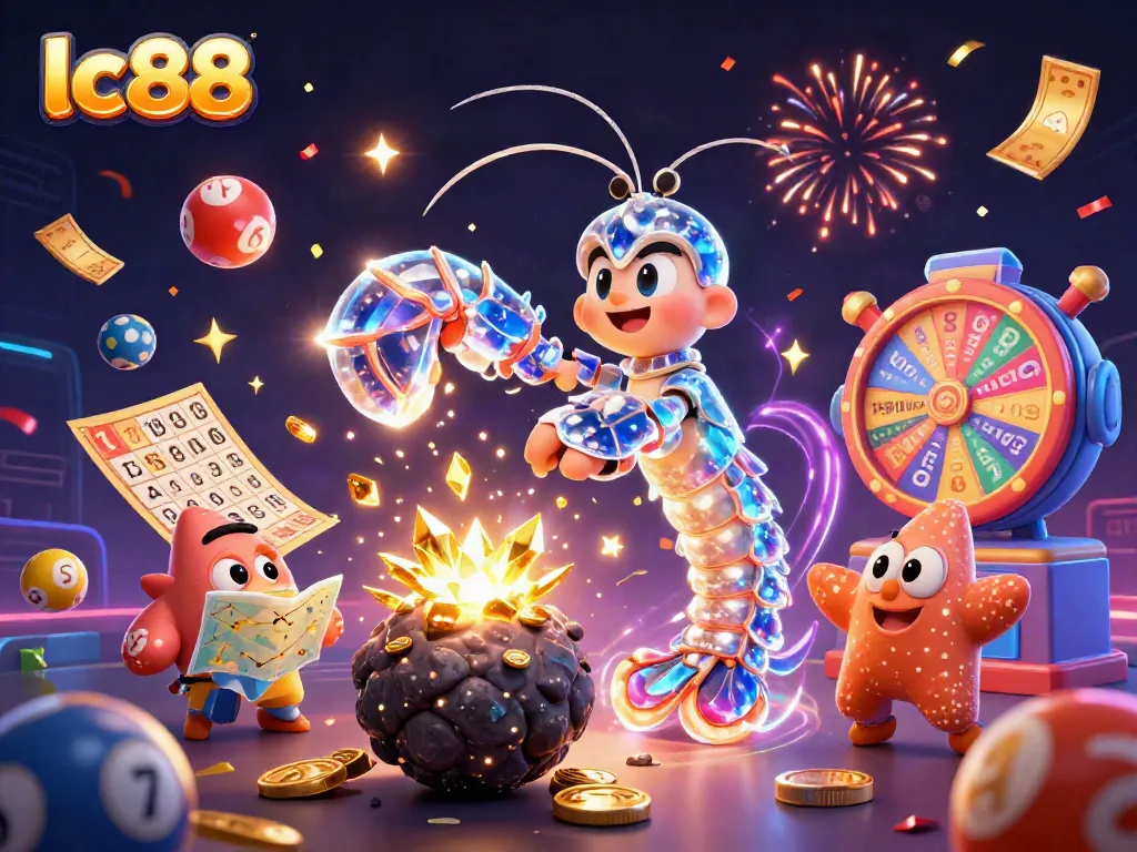Experience vibrant gameplay with lc88 as a mantis shrimp unleashes gems and lottery action.