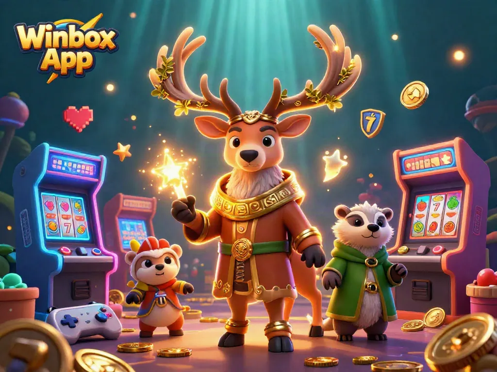 Engage in thrilling gameplay with the Winbox App, showcasing colorful slots and dynamic casino vibes.