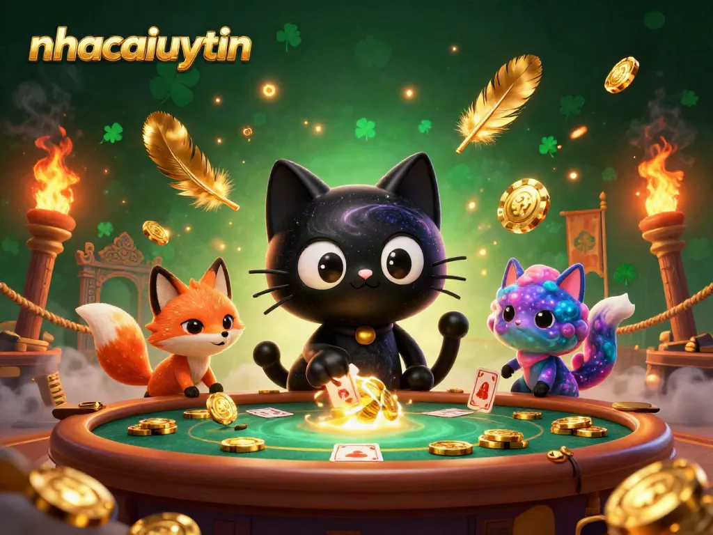 Experience thrilling gameplay with nhacaiuytin, featuring a cosmic casino scene and vibrant characters.