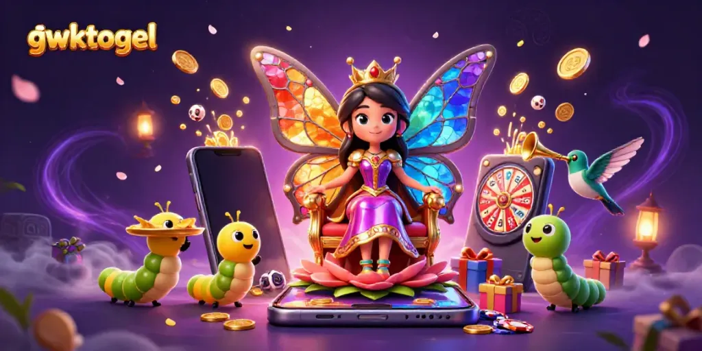 Menangkan hadiah besar dengan gwktogel, ilustrasi kasino menarik dari ratu kupu-kupu yang menguasai permainan togel.